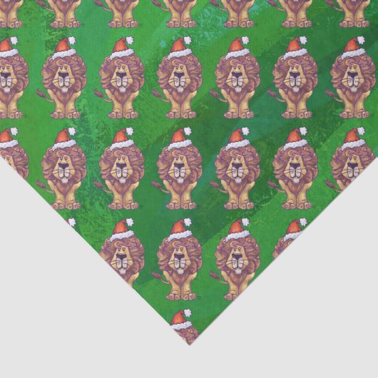 Lion Kerstmis op groen Tissuepapier (Detail)