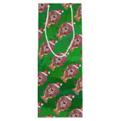 Lion Kerstmis op groen Wijn Cadeautas (Achterkant)