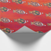Lion Kerstmis op rood Cadeaupapier (Hoek)