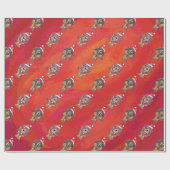 Lion Kerstmis op rood Cadeaupapier (Vlak)