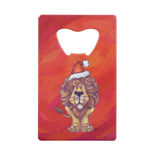 Lion Kerstmis op rood Creditkaart Flessenopener (Voorkant)