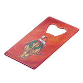 Lion Kerstmis op rood Creditkaart Flessenopener (Achterkant Gekanteld)