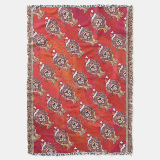 Lion Kerstmis op rood Deken (Voorkant Verticaal)