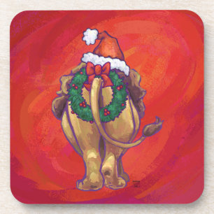 Lion Kerstmis op rood Drankjes Onderzetter