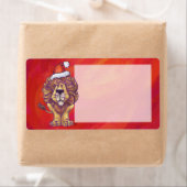 Lion Kerstmis op rood Etiket (Insitu)