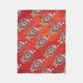 Lion Kerstmis op rood Fleece Deken (Voorkant)