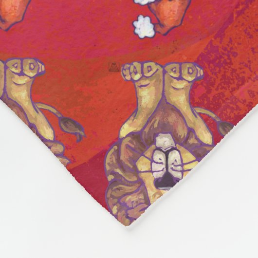 Lion Kerstmis op rood Fleece Deken (Hoek)