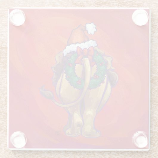 Lion Kerstmis op rood Glazen Onderzetter (Achterkant)