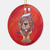 Lion Kerstmis op rood Keramisch Ornament (Links)