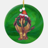 Lion Kerstmis op rood Keramisch Ornament (Achterkant)
