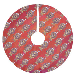 Lion Kerstmis op rood Kerstboom Rok