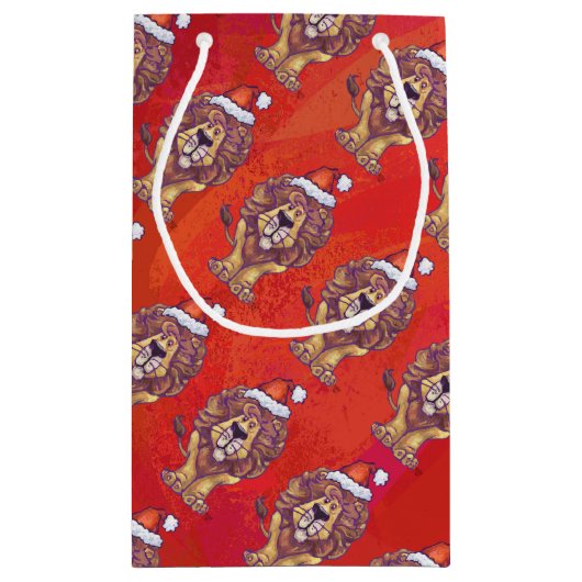 Lion Kerstmis op rood Klein Cadeauzakje (Achterkant)