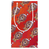 Lion Kerstmis op rood Klein Cadeauzakje (Voorkant)