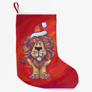 Lion Kerstmis op rood Kleine Kerstsok