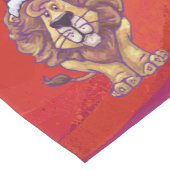 Lion Kerstmis op rood Korte Tafelloper (Hoek)