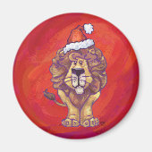 Lion Kerstmis op rood Magneet (Voorkant)