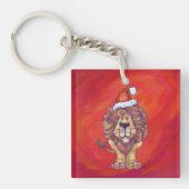 Lion Kerstmis op rood Sleutelhanger (Voorkant)