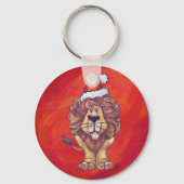 Lion Kerstmis op rood Sleutelhanger (Voorkant)