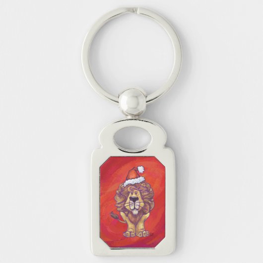 Lion Kerstmis op rood Sleutelhanger (Voorkant)