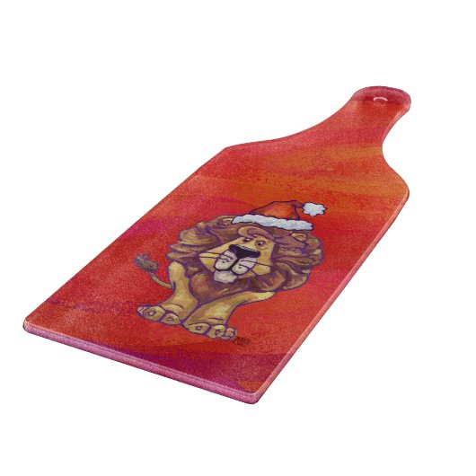 Lion Kerstmis op rood Snijplank (Hoek)
