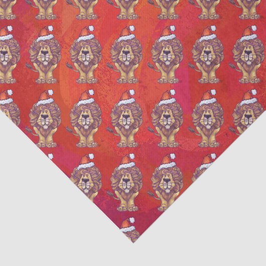 Lion Kerstmis op rood Tissuepapier (Detail)