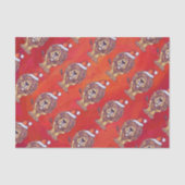 Lion Kerstmis op rood Tissuepapier (Voorkant)