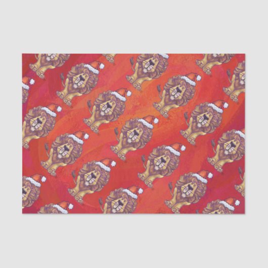 Lion Kerstmis op rood Tissuepapier (Voorkant)