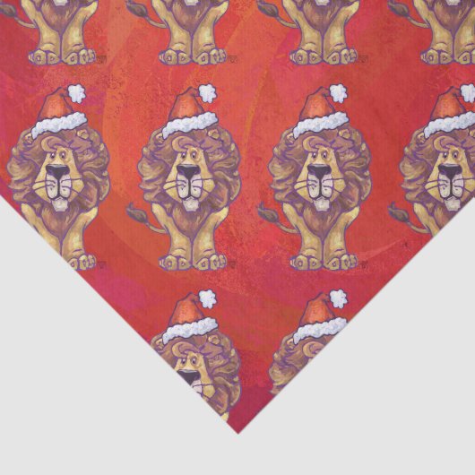Lion Kerstmis op rood Tissuepapier (Detail)
