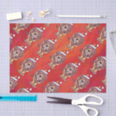 Lion Kerstmis op rood Tissuepapier (Craft)