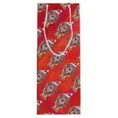 Lion Kerstmis op rood Wijn Cadeautas (Achterkant)