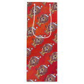 Lion Kerstmis op rood Wijn Cadeautas (Voorkant)