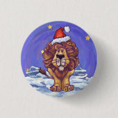 Lion Kerstmis Ronde Button 3,2 Cm (Voorkant)