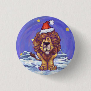 Lion Kerstmis Ronde Button 3,2 Cm
