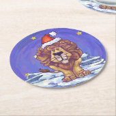 Lion Kerstmis Ronde Kartonnen Onderzetter (Gebogen)