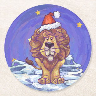 Lion Kerstmis Ronde Kartonnen Onderzetter