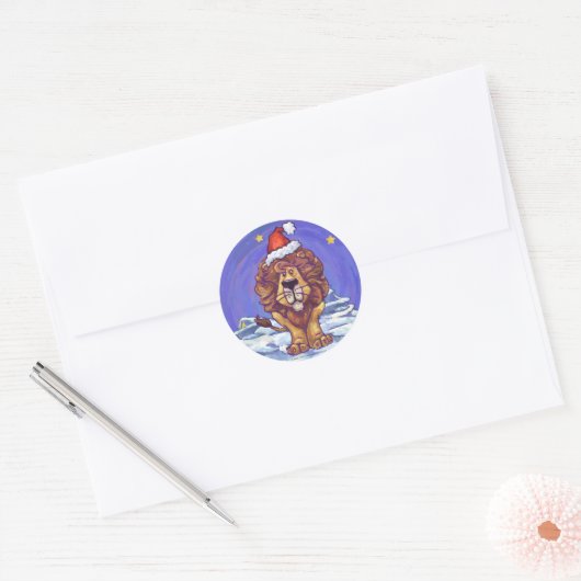 Lion Kerstmis Ronde Sticker (Envelop)