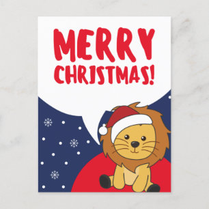 Lion Kerstmis winterdieren Lions Holiday P Feestdagenkaart