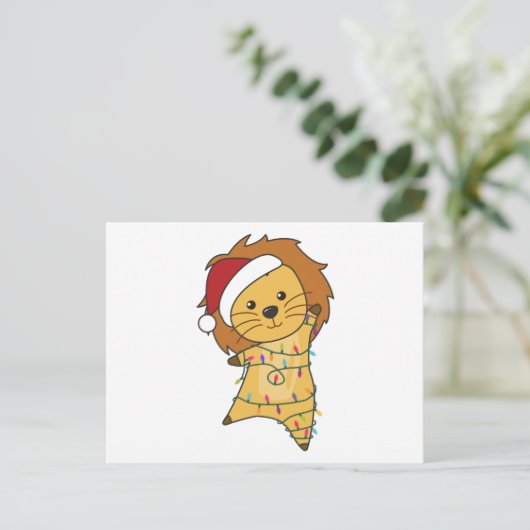 Lion Kerstmis Winterdieren Lons Briefkaart (Staand voorkant)