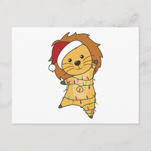 Lion Kerstmis Winterdieren Lons Briefkaart (Voorkant)