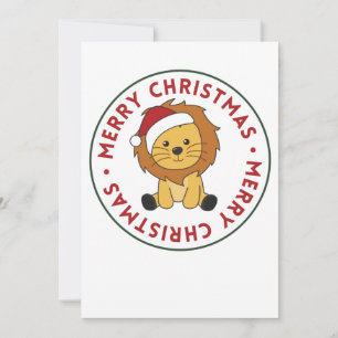 Lion Kerstmis Winterdieren Lons Feestdagenkaart