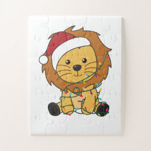 Lion Kerstmis Winterdieren Lons Legpuzzel