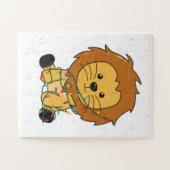 Lion Kerstmis Winterdieren Lons Legpuzzel (Horizontaal)