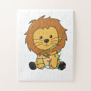 Lion Kerstmis Winterdieren Lons Legpuzzel