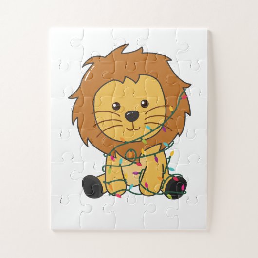 Lion Kerstmis Winterdieren Lons Legpuzzel (Verticaal)