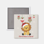 Lion Kerstmis Winterdieren Lons Magnet (Voorkant / Achterkant)