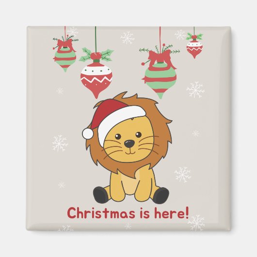 Lion Kerstmis Winterdieren Lons Magnet (Voorkant)