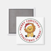 Lion Kerstmis Winterdieren Lons Magnet (Voorkant / Achterkant)