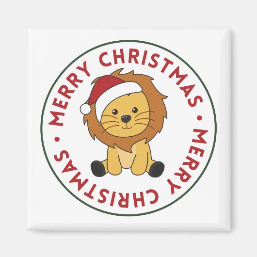 Lion Kerstmis Winterdieren Lons Magnet (Voorkant)