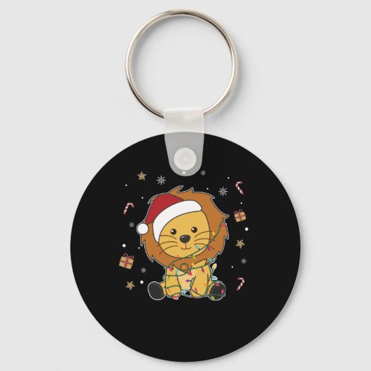 Lion Kerstmis Winterdieren Lons Sleutelhanger (Voorkant)