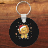 Lion Kerstmis Winterdieren Lons Sleutelhanger (Voorkant)
